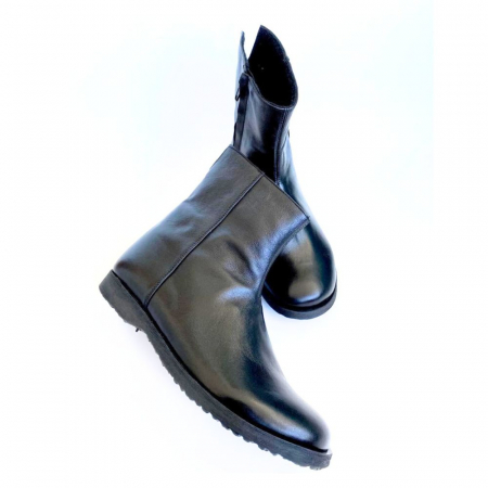 Ghete si Botine - Ghete dama din piele naturala cu despicatura la spate Black Raya