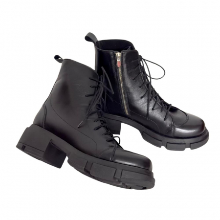 Ghete si Botine - Ghete dama din piele naturala cu talpa usoara Edina Black