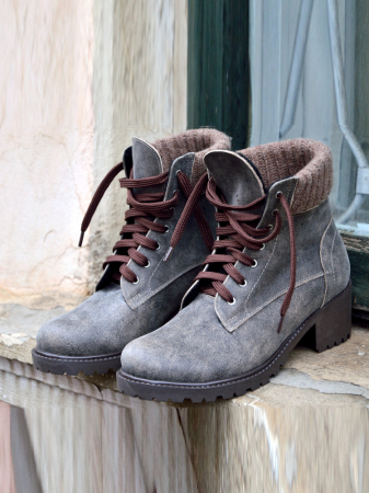 Bocanci dama din piele naturala antichizata kaki, 36 [4]