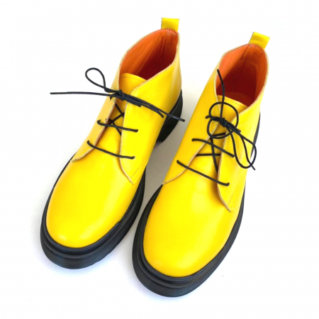 Ghete din piele naturala cu talpa joasa Yellow Maraj, 38 [1]