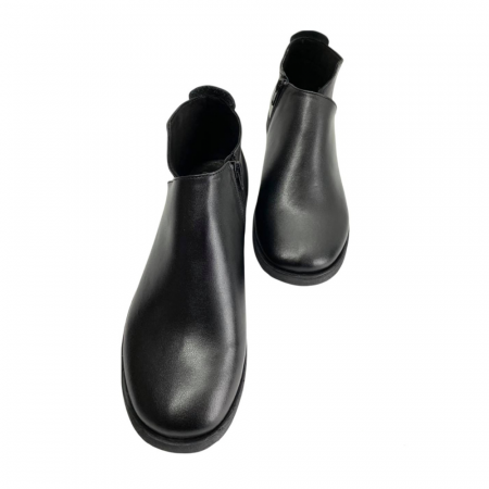 Ghete din piele naturala cu talpa joasa Black Edna [1]