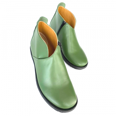 Ghete din piele naturala cu talpa joasa Green Edna [2]