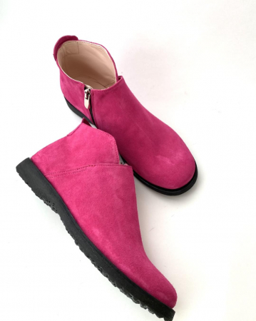 Ghete din piele naturala intoarsa cu talpa joasa Fucsia Edna [4]