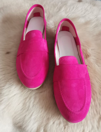Incaltaminte - Mocasini din piele intoarsa fucsia Dori