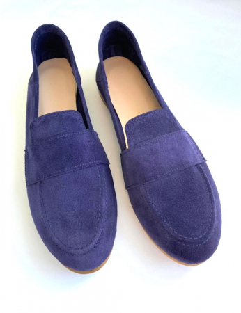 Incaltaminte - Mocasini din piele intoarsa indigo Dori