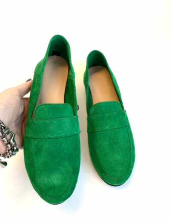 Mocasini din piele intoarsa verde Dori [1]