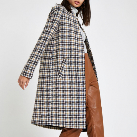 Palton dama cu buzunare in carouri [1]