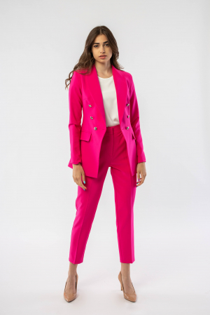 Pantaloni office cu talie inalta fucsia Illussion [1]