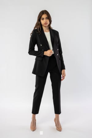 Pantaloni office cu talie inalta negri Illussion [1]