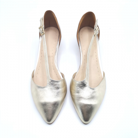 Pantofi aurii cu toc pastila si varf ascutit, 39 [1]