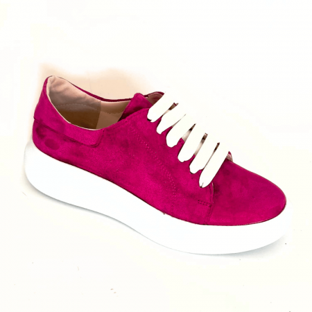 Sneakersi - Pantofi sport dama din piele intoarsa cu talpa usoara Vale Fucsia