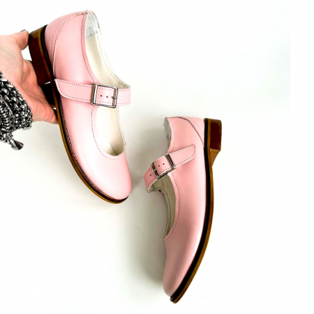 Pantofi dama din piele naturala cu bareta Dara Pink [1]