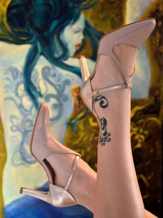Pantofi dama nude cu toc stiletto auriu Lidia, 38 [3]