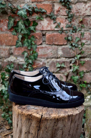 Pantofi dama oxford din piele naturala lacuita Black Hector, 34 [0]
