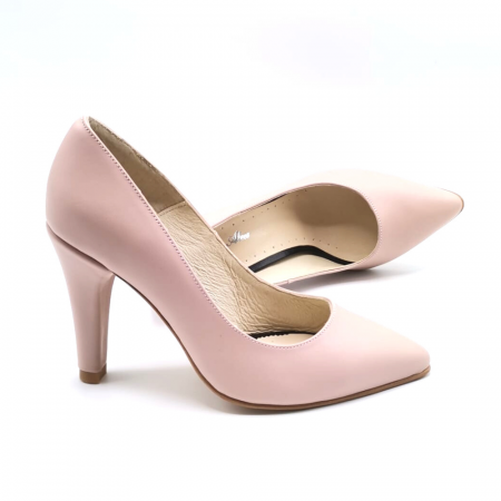 Pantofi dama stiletto cu varf rotunjit roz pudra Lidia, 37 [1]