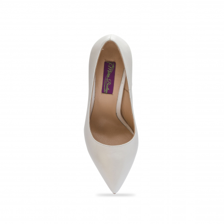 Pantofi dama stiletto din piele naturala alb sidef CA03, 35 [3]