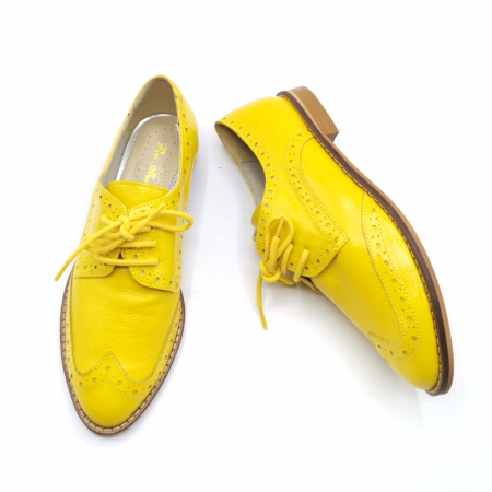 Pantofi derby din piele naturala Guia Yellow [2]
