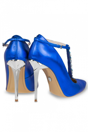 Pantofi Mihai Albu din piele metalizata Blue Stealth T [2]