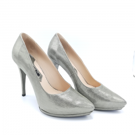 Pantofi Mihai Albu din piele metalizata Grey Strap, 39 [2]