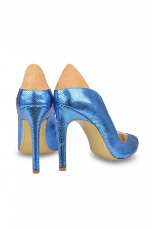 Pantofi Mihai Albu din piele metalizata Blue Punctulata [2]
