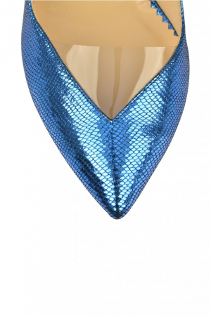 Pantofi Mihai Albu din piele metalizata Blue Punctulata [3]