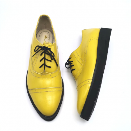 Pantofi oxford din piele naturala Hector Yellow, 38 [2]