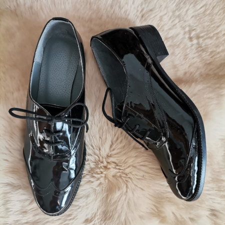 Pantofi oxford din piele naturala Ella Black Mirror, 36 [0]
