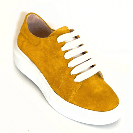 Sneakersi - Pantofi sport dama din piele intoarsa cu talpa usoara Vale Yellow