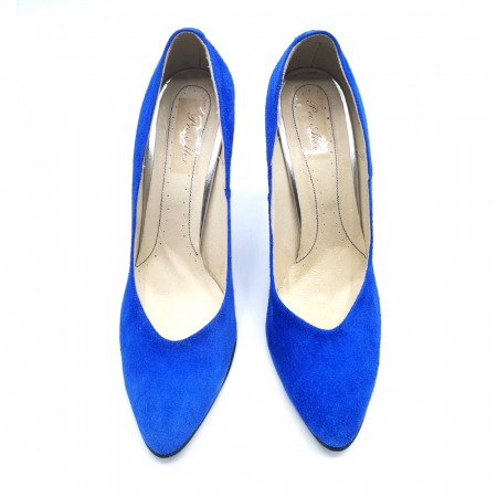 Pantofi stiletto albastru electric din piele intoarsa Izza, 40 [3]