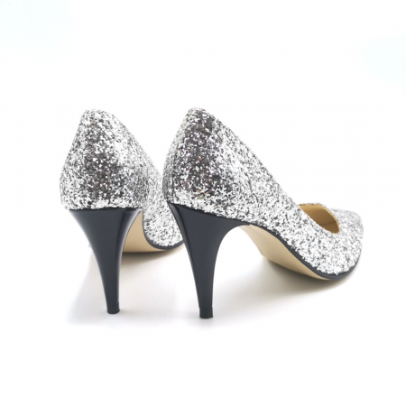 Pantofi stiletto din glitter argintiu in degrade Silver Black Glam [2]