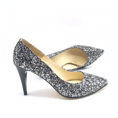 Pantofi stiletto din glitter negru Black Glam [1]