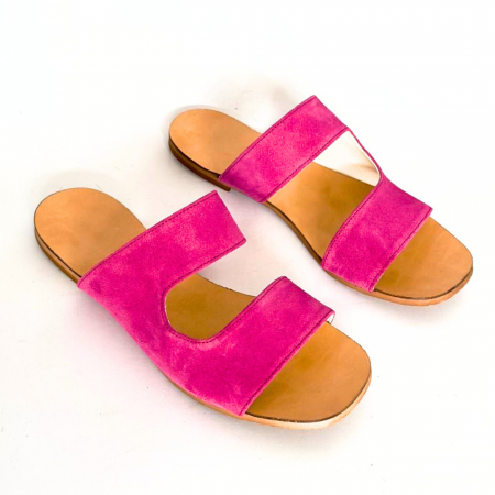 Sandale - Papuci dama din piele naturala Lila Fucsia