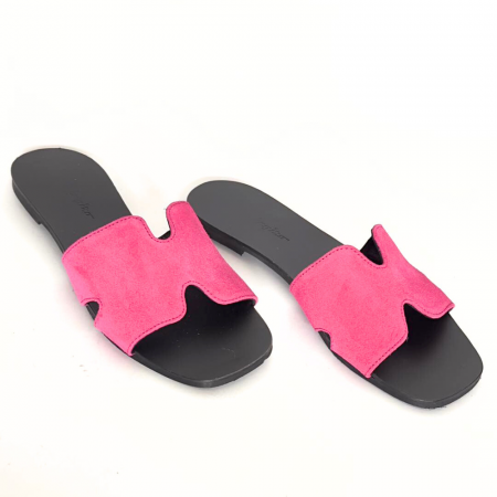 ⚡ LIVRARE IMEDIATĂ! - Papuci dama din piele naturala Mia Fucsia, 41