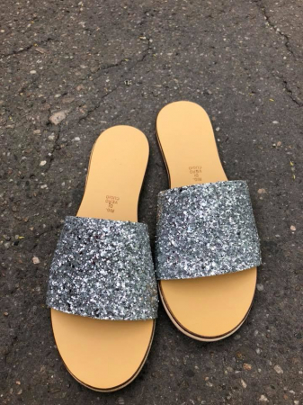 Sandale - Papuci de dama din piele Elisa Glitter