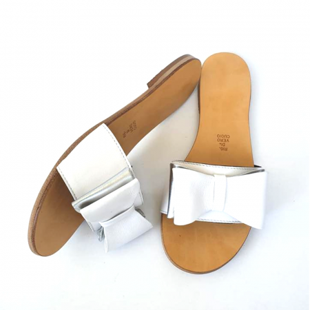Papuci de dama din piele cu funda dubla White Miss [1]