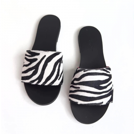 Incaltaminte - Papuci de dama din piele Elisa Zebra
