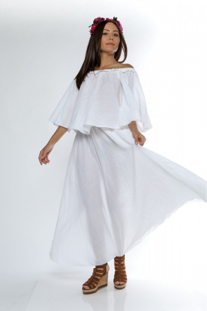 Rochie dama din panza topita Fluture Alb [3]