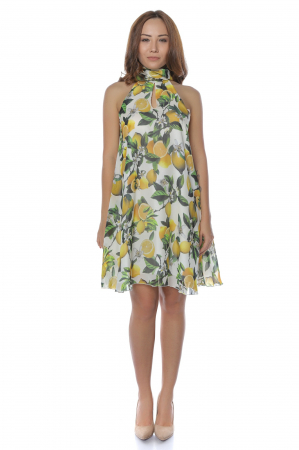 Rochie de zi fara maneci din matase naturala Limoncello [0]