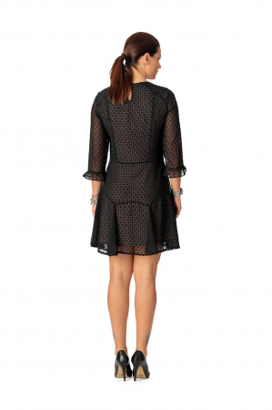 Rochie din voal texturat negru Adella [3]