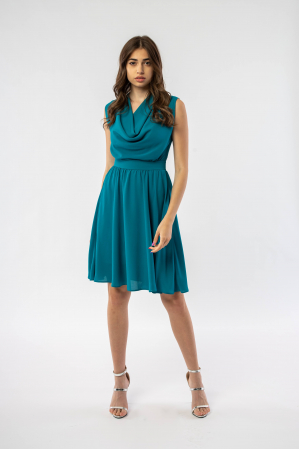 Rochie eleganta in clos, cu drapaj, Blue Daisy [1]