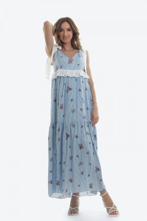 Rochii de zi - Rochie lunga din viscoza cu imprimeu Santorini