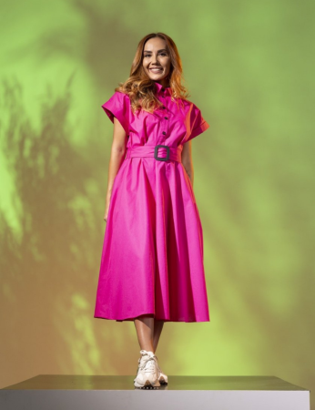 Rochii de zi - Rochie midi din bumbac cu maneci raglan Ilona