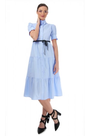 Outlet Imbracaminte - Rochie midi albastra, tip camasa, cu maneca scurta, 40