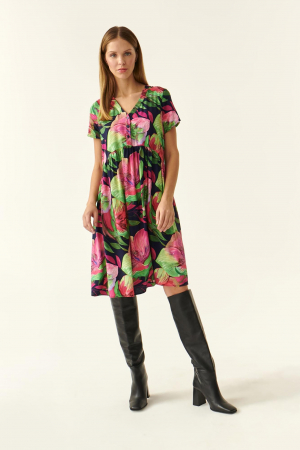 Rochie scurta oversized cu maneci scurte si imprimeu floral Sfori [4]