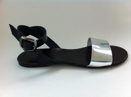 Sandale - Sandale de dama din piele Silver Black, 39