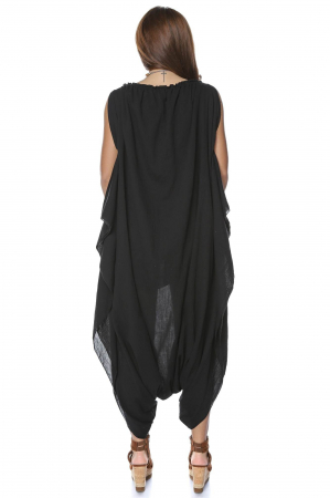 Salopeta Funky din panza topita neagra [3]