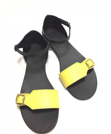 Sandale - Sandale de dama din piele Ada Yellow