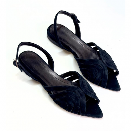 Sandale - Sandale din piele intoarsa cu bareta la spate Ruby Black