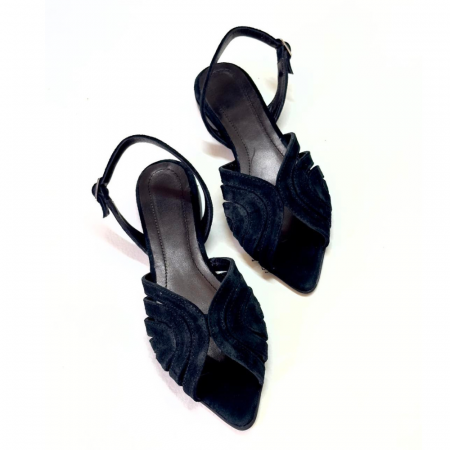 Sandale din piele intoarsa cu bareta la spate Ruby Black [1]