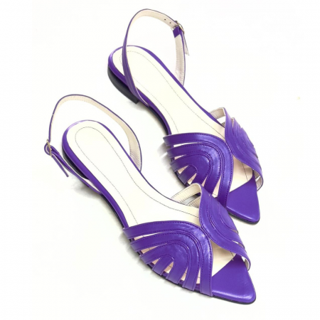 Sandale - Sandale din piele naturala cu bareta la spate Ruby Purple